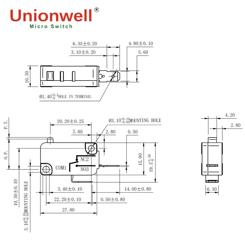 automotive micro switch g303 series drawing